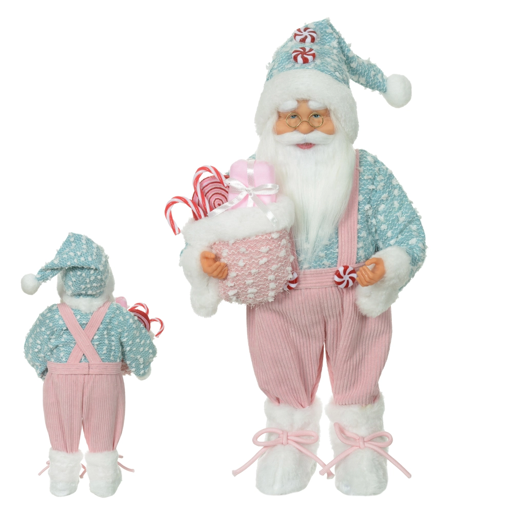 Papai Noel Natal Em Pe Candy Colors Rosa Azul 45cm 50581001 Dea