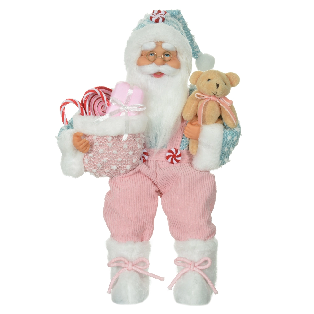 Papai Noel Natal Sentado Candy Colors Rosa Azul 45cm 50546001 Dea