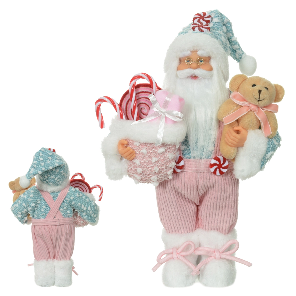 Papai Noel Natal Em Pe Candy Colors Rosa Azul 30cm 50584001 Dea