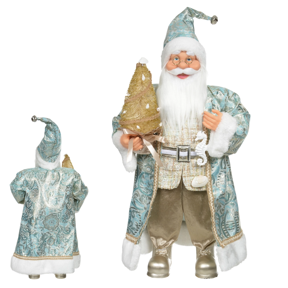 Papai Noel Natal Em Pe Beach Azul Bege 60cm 50602001 Dea