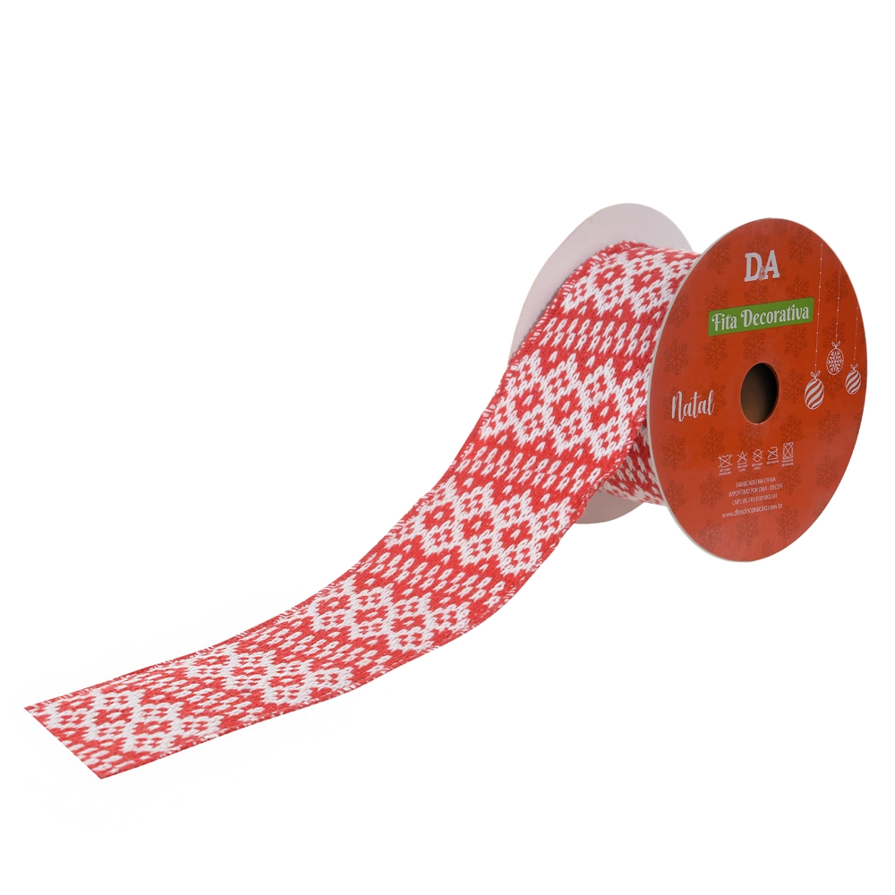 Fita Aramada Trico Costura Verm Bco 6.3x5cm 50638001 Dea