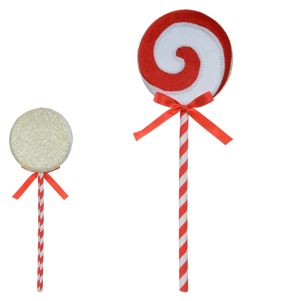 Enfeite Natal Pirulito Vermelho Branco 59x19cm 50718001 Dea