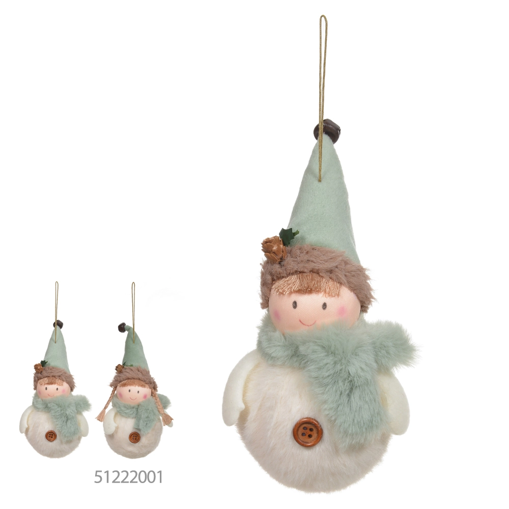 Enfeite Natal Menino Pendurar Verde Branco 20cm 51226001 Dea