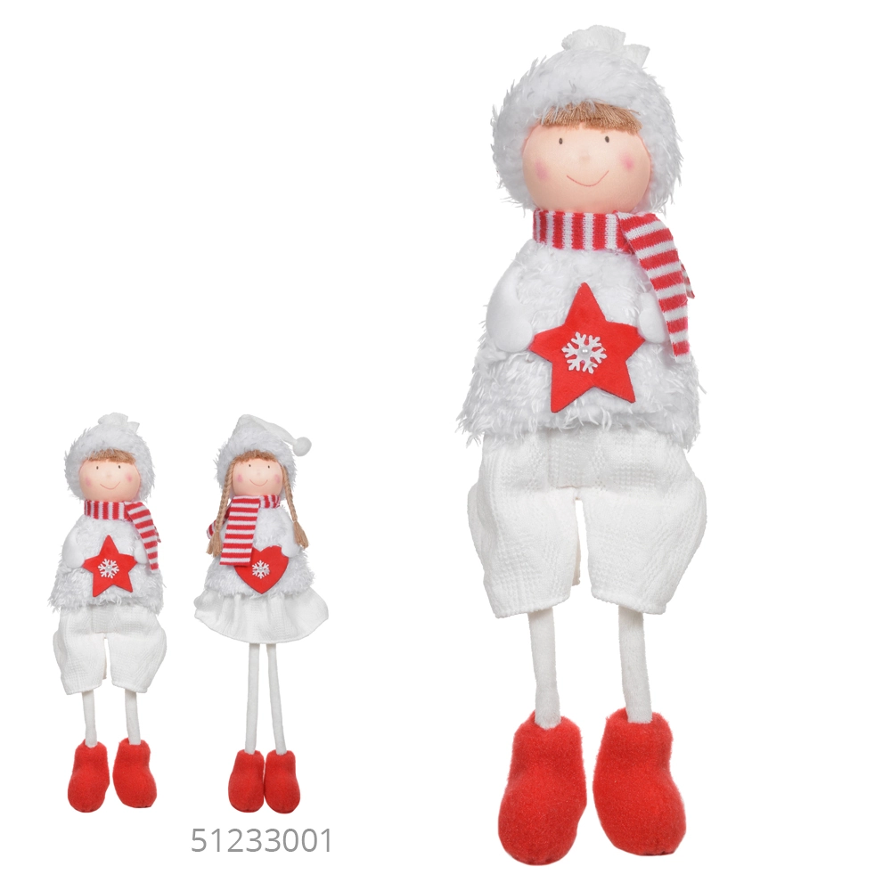 Boneco Natal Menino Sentado Vermelho Branco 45cm 51232001 Dea