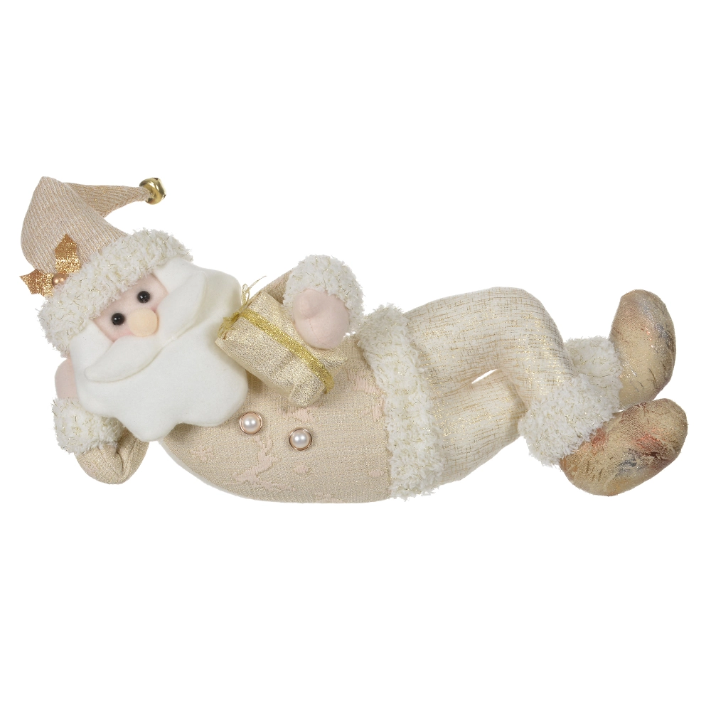Boneco Natal Papai Noel Deitado Champanhe 28x41cm 51260001 Dea
