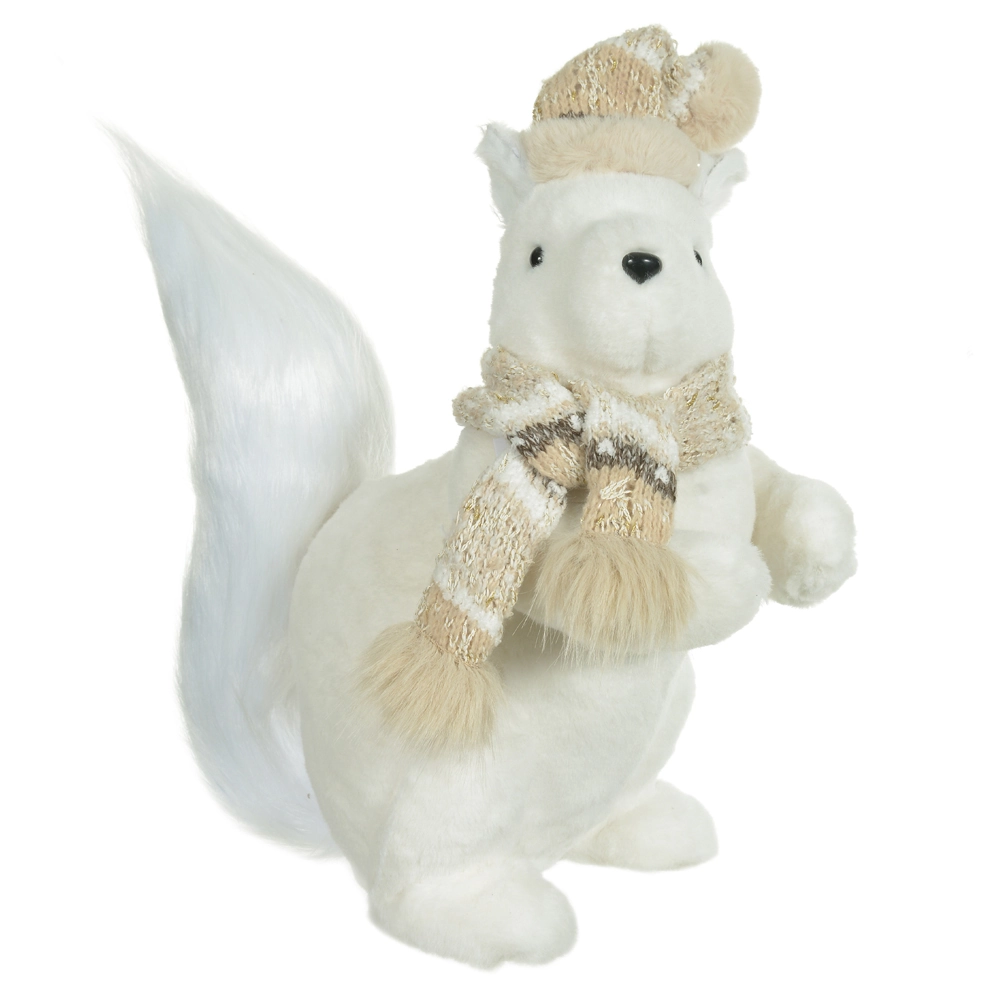 Esquilo Natal Em Pe Bege Branco 37cm 51329001 Dea