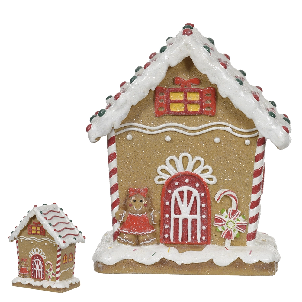 Resina Natal Casa Gingerbread Vermelho Verde 21x17.5cm 51356001 Dea