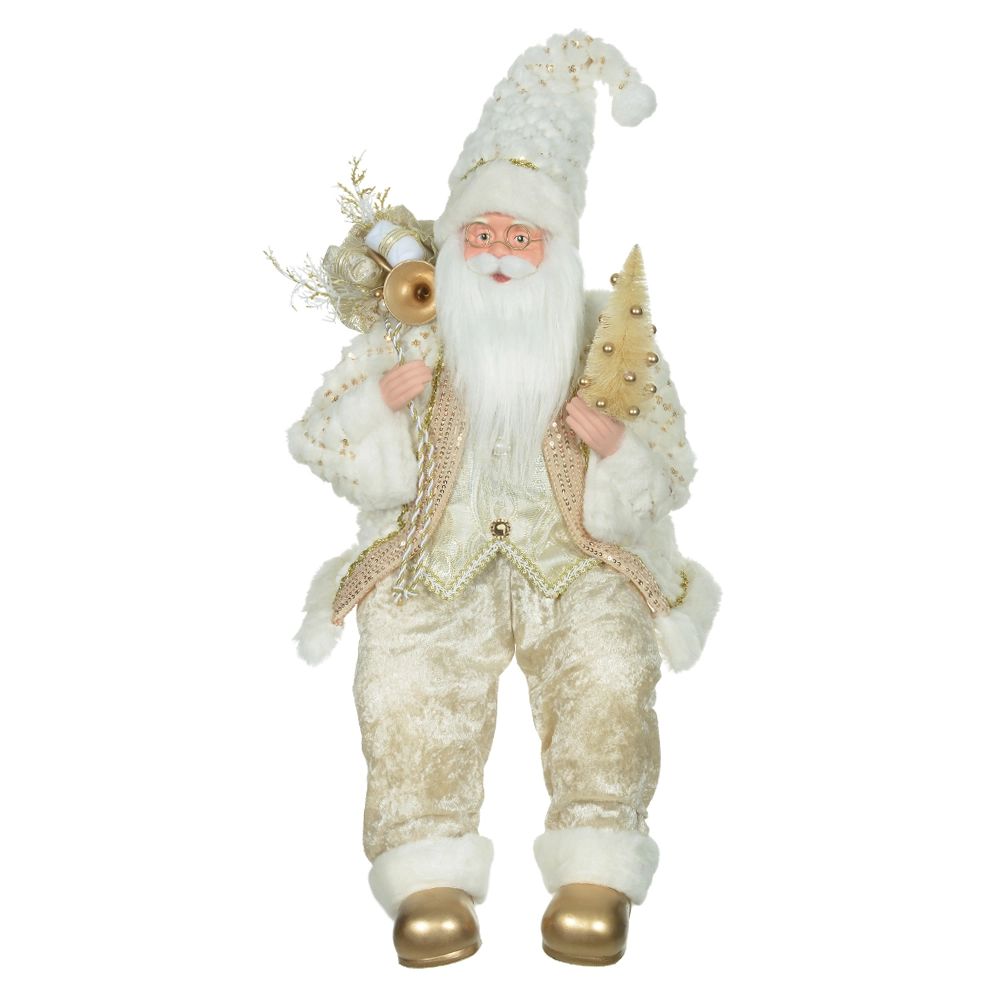 Boneco Natal Papai Noel Sentado Dourado 60cm 51429001 Dea