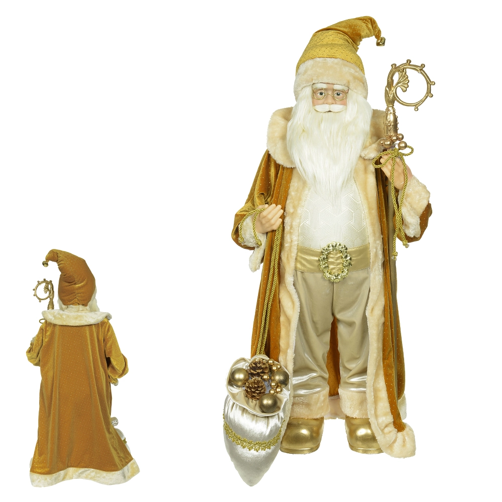 Papai Noel Natal Pe Bege Dourado 80cm 51499001 Dea