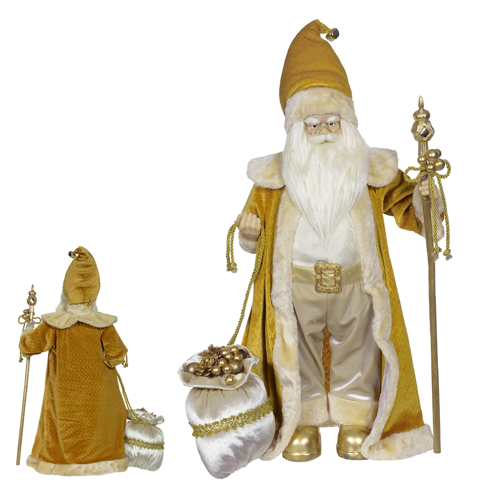 Papai Noel Natal Pe Bege Dourado 60cm 51519001 Dea
