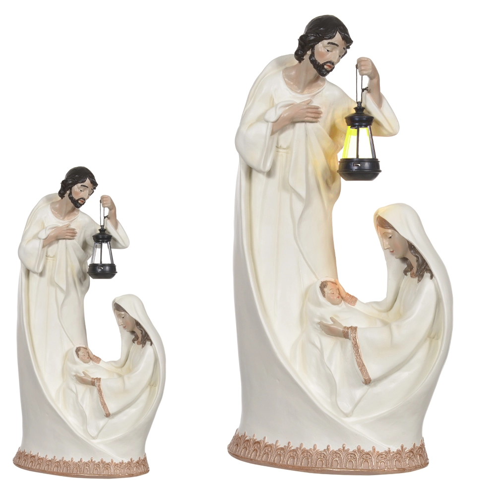 Enfeite Natal Resina Sagrada Familia Led Bege 45cm 51718001 Dea