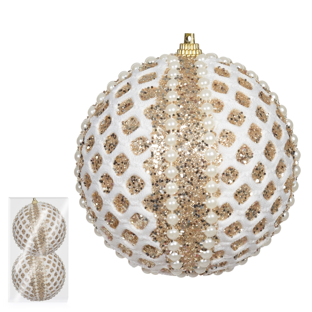 Bola Natal Branco Champanhe 10cm 2un 51727001 Dea