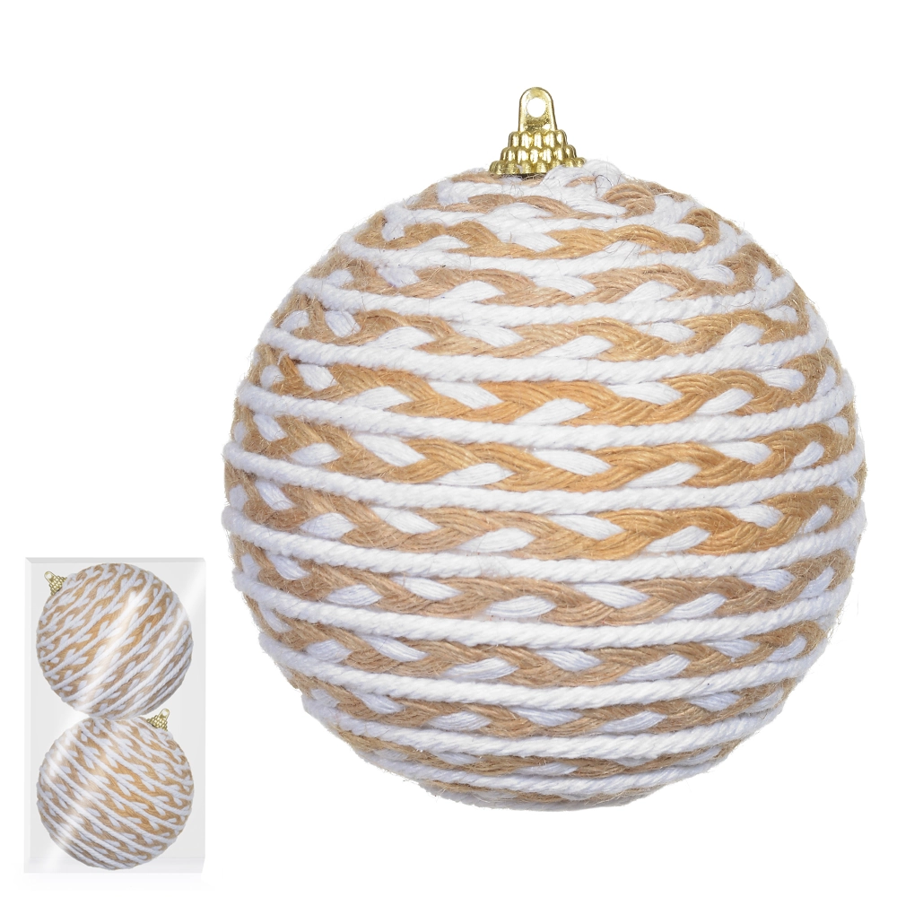 Bola Decorada Natal C2 Unds Pvc Branco Bege 10cm 51748001 Dea