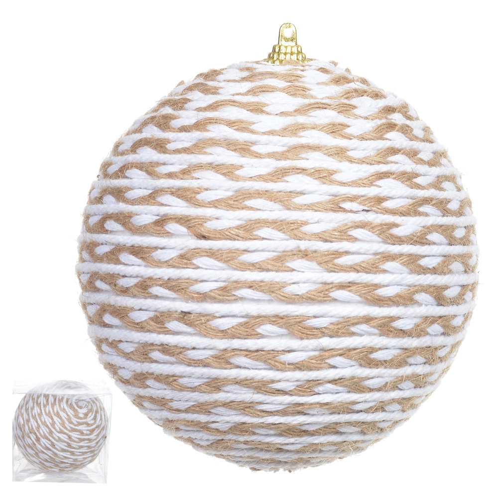 Bola Decorada Natal Branco Bege 12cm 51754001 Dea