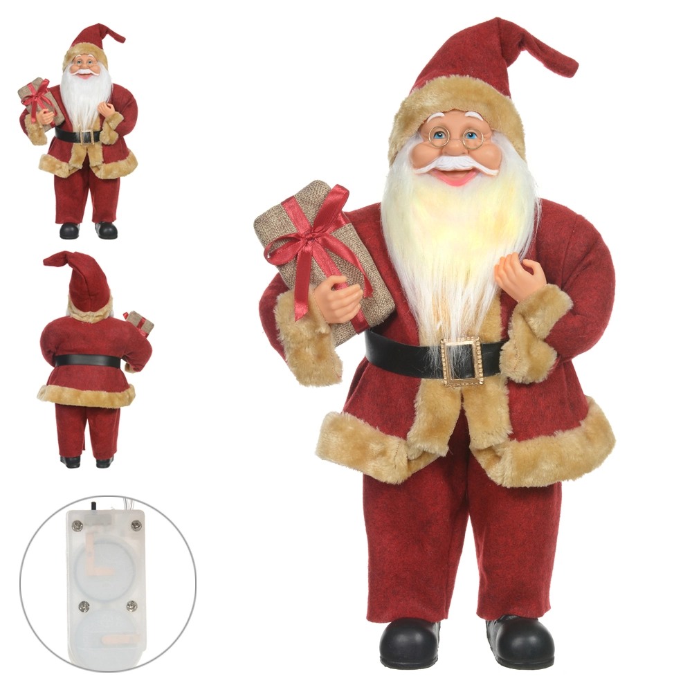 Papai Noel Natal Em Pe Cled Vermelho Bege 30cm 51840001 Dea