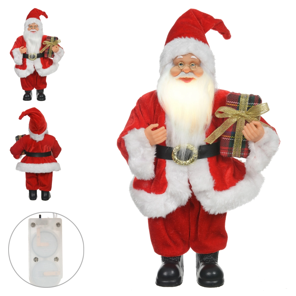 Papai Noel Natal Em Pe C/led Vermelho 30cm Dea