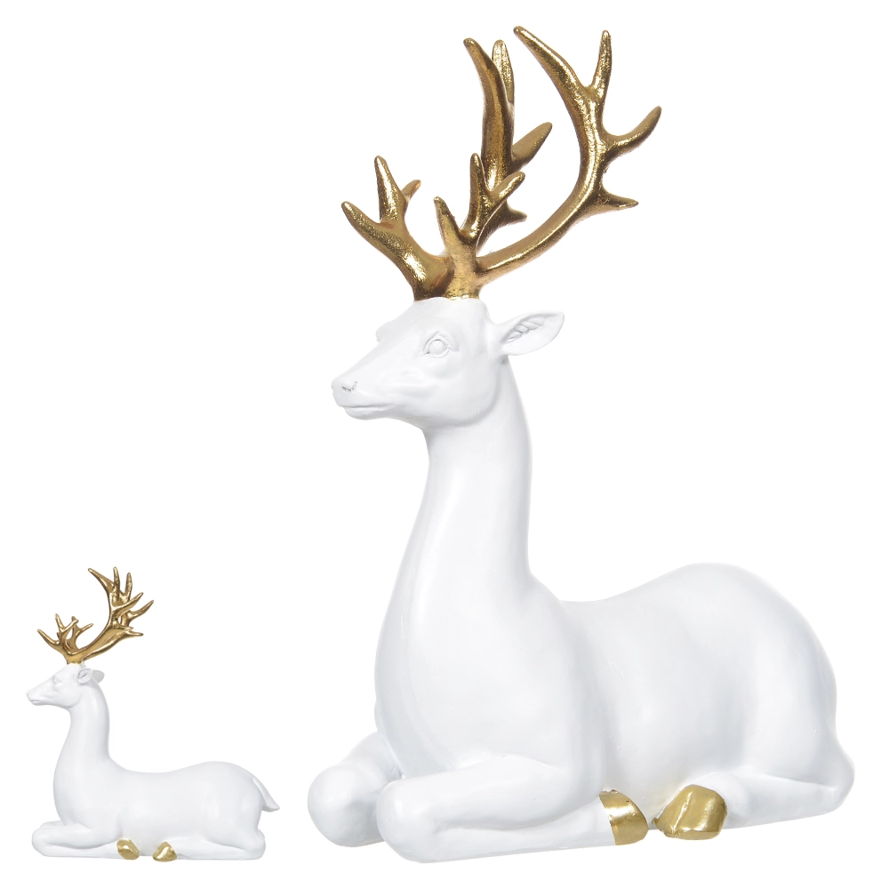 Rena Deitada Natal Bco Dourado31x26cm 51217002 Dea