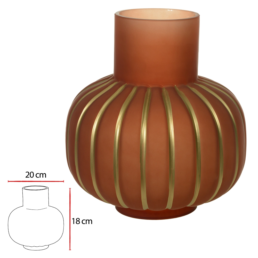 Vaso Vidro Laranja 18x18x20cm 52358003 Dea