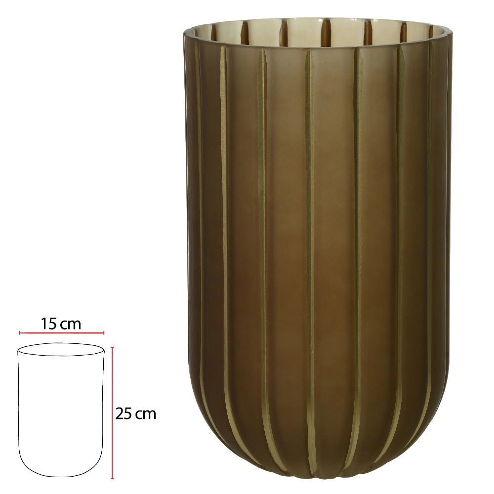 Vaso Vidro Marrom 15x15x25cm 52361002 Dea