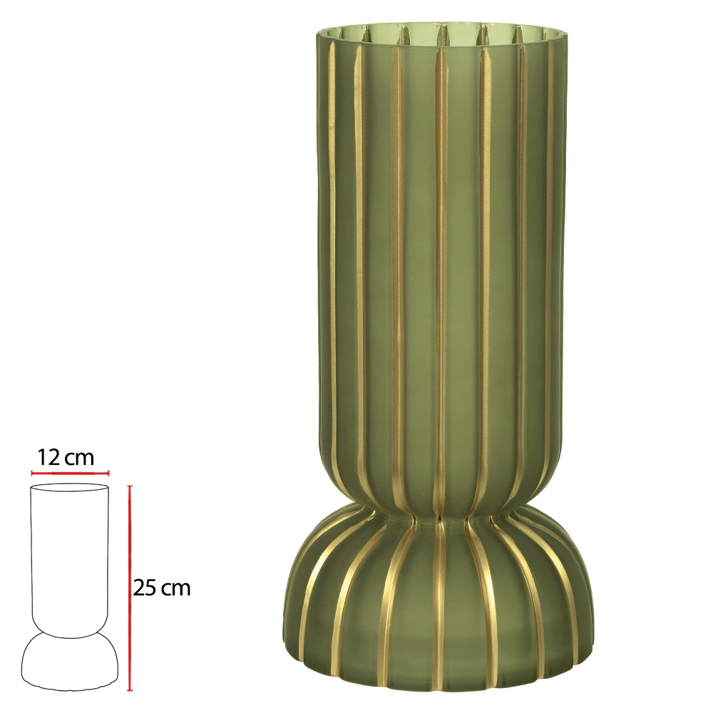 Vaso Vidro Verde 12x12x25cm 52367001 Dea