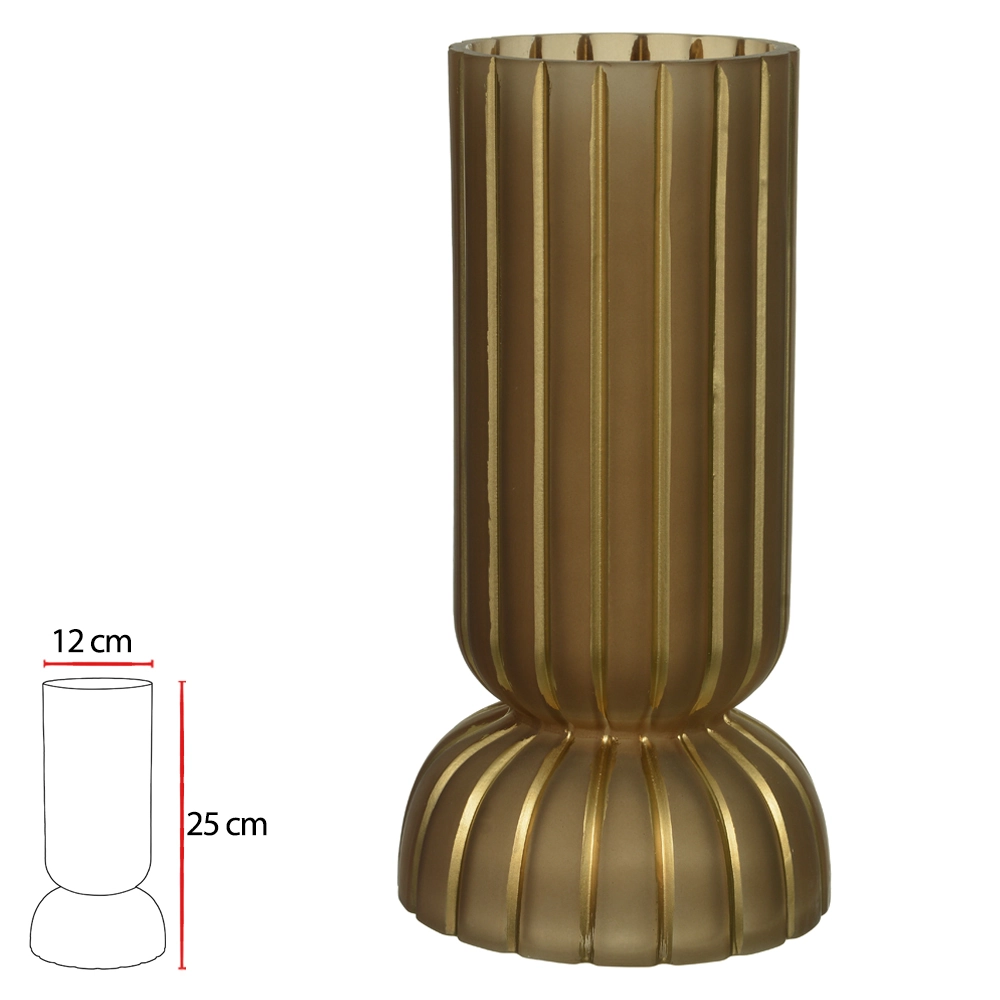 Vaso Vidro Marrom 12x12x25cm 52367002 Dea