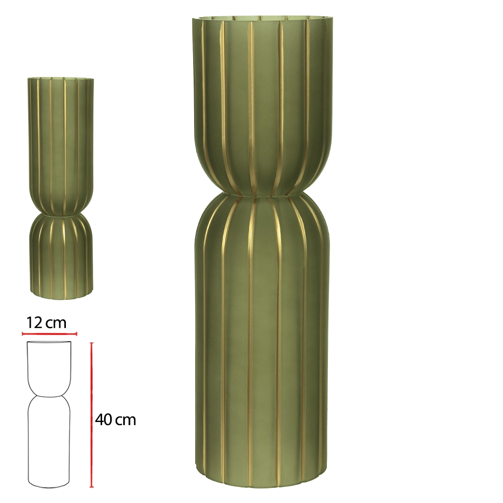 Vaso Vidro Verde 12x12x40cm 52368001 Dea