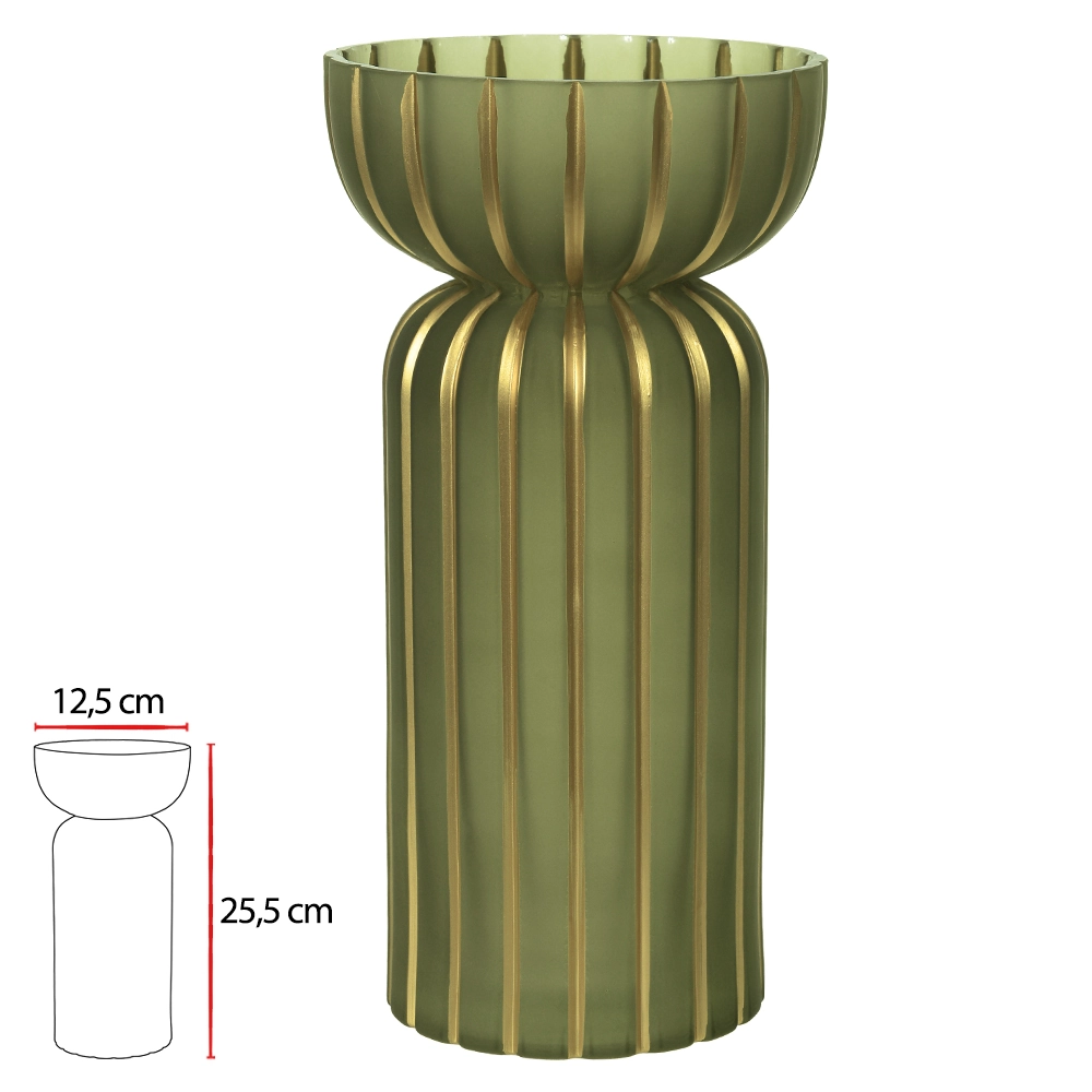 Vaso Vidro Verde 12.5x12.5x25.5cm 52369001 Dea