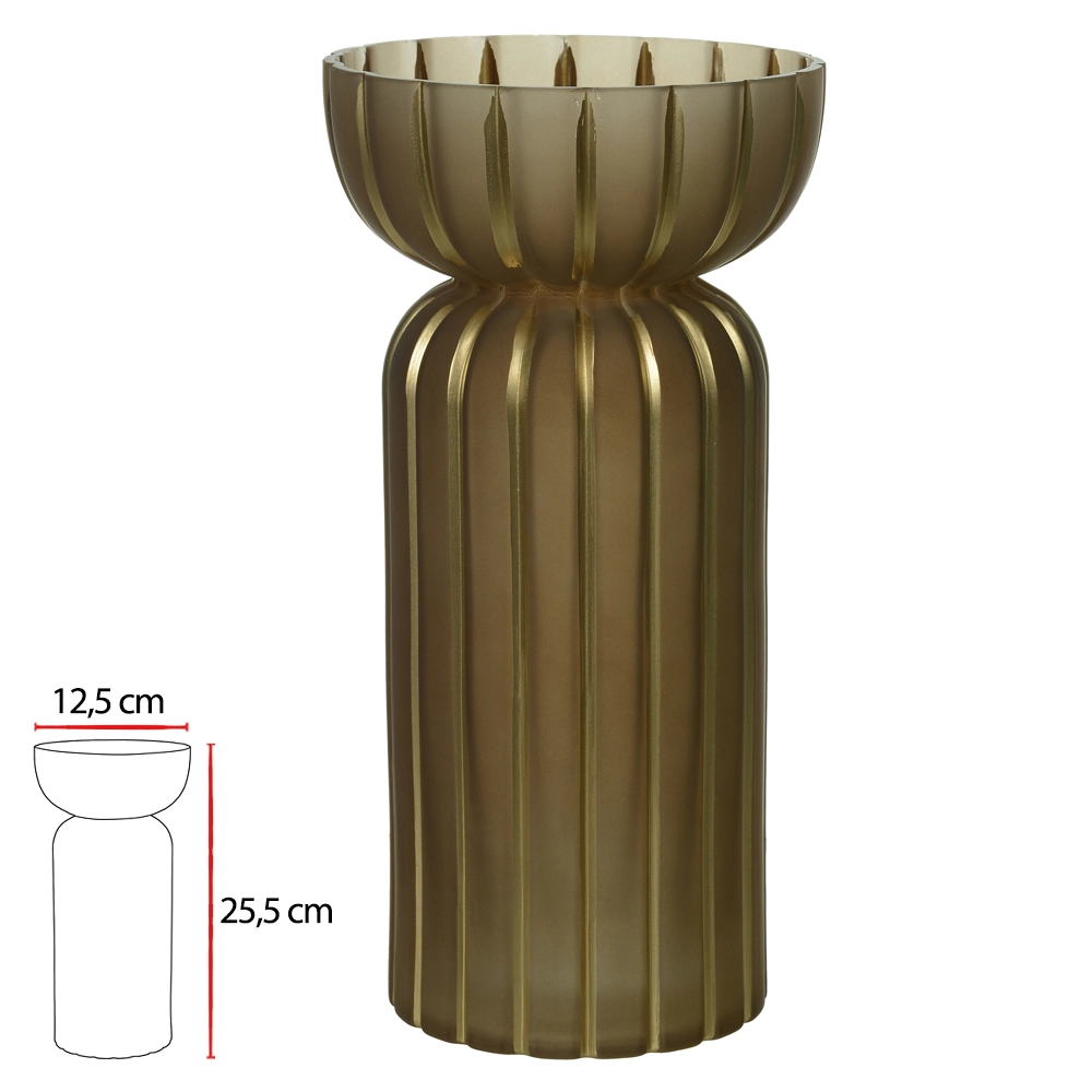 Vaso Vidro Marrom 12.5x12.5x25.5cm 52369002 Dea