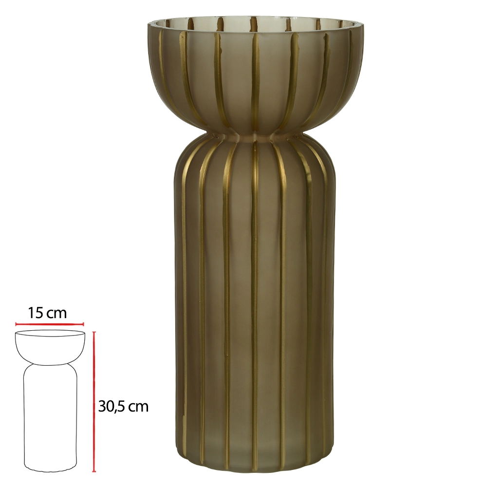 Vaso Vidro Marrom 14.5x14.5x30.5cm 52370002 Dea