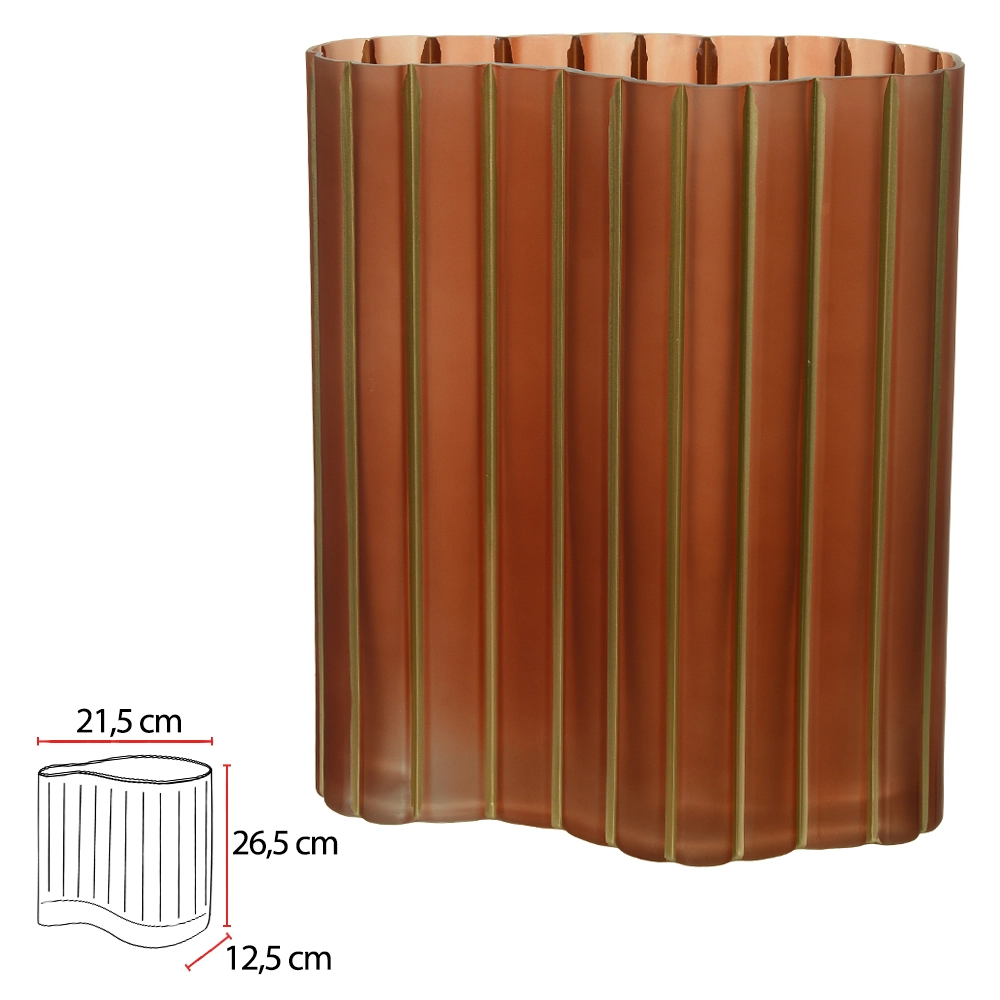 Vaso Vidro Laranja 26.5x21.5x12.5cm 52372003 Dea