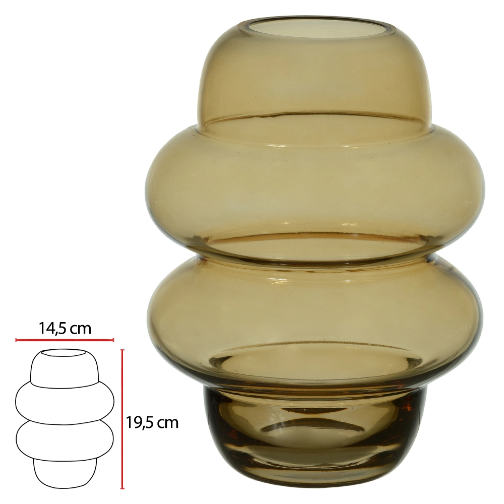 Vaso Vidro Amarelo 14.5x14.5x19.5cm 52375003 Dea
