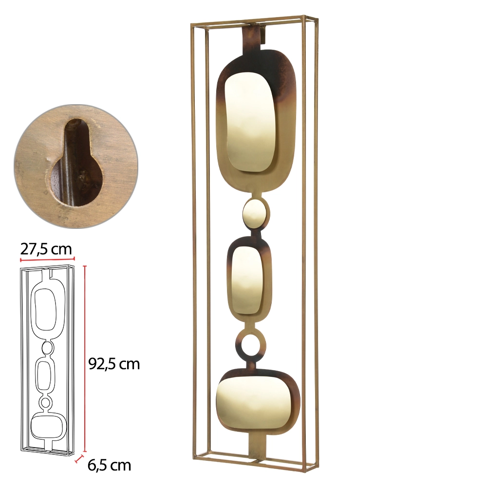 Escultura Parede Metal Dourado 92.5x27.5x6.5cm 52395001 Dea