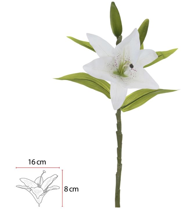 HASTE FLOR LIRIO REAL TOQUE X4 BRANCO 37cm (FLORARTE)