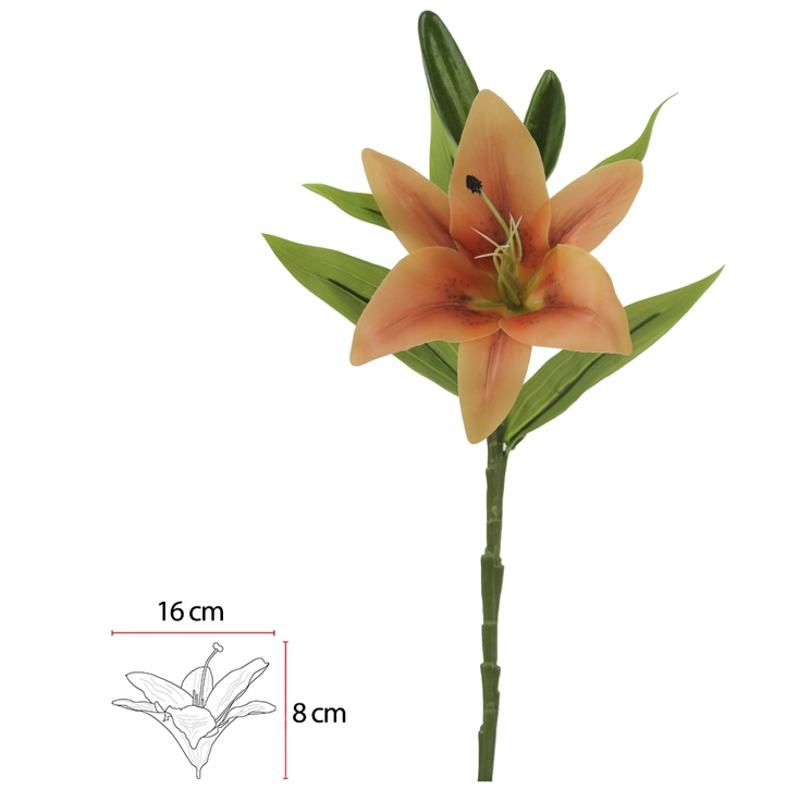 HASTE LIRIO REAL TOQUE X4 LARANJA 37CM (FLORARTE)