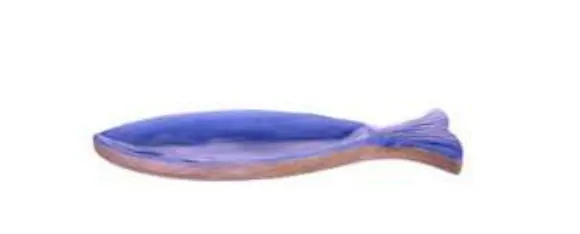 Escultura Peixe Decorativa Madeira 13,5x40x2,5cm Dea