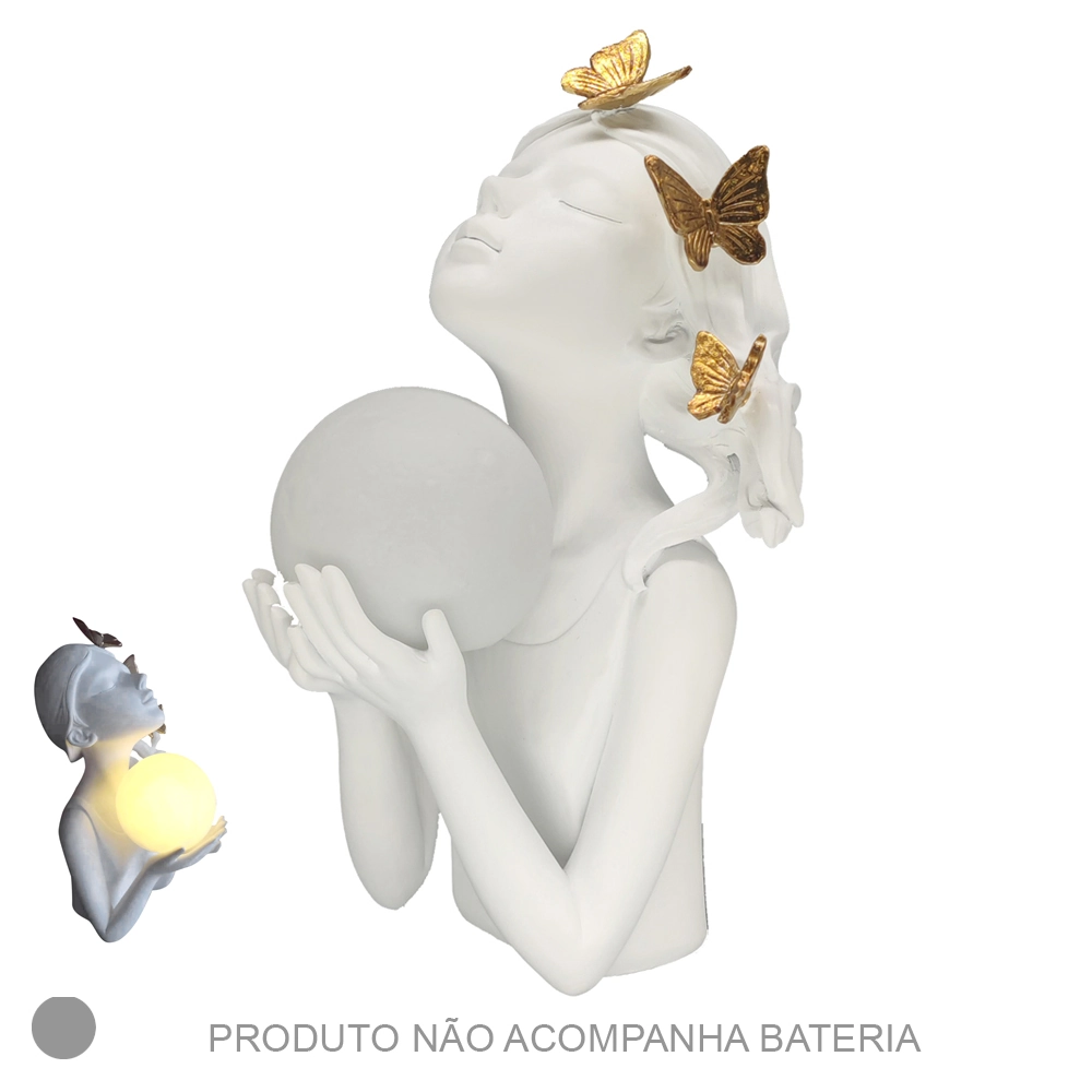 Escultura Lua Menina Poliresina Bco Dorado 25.3x13x15.5cm 53170001 De