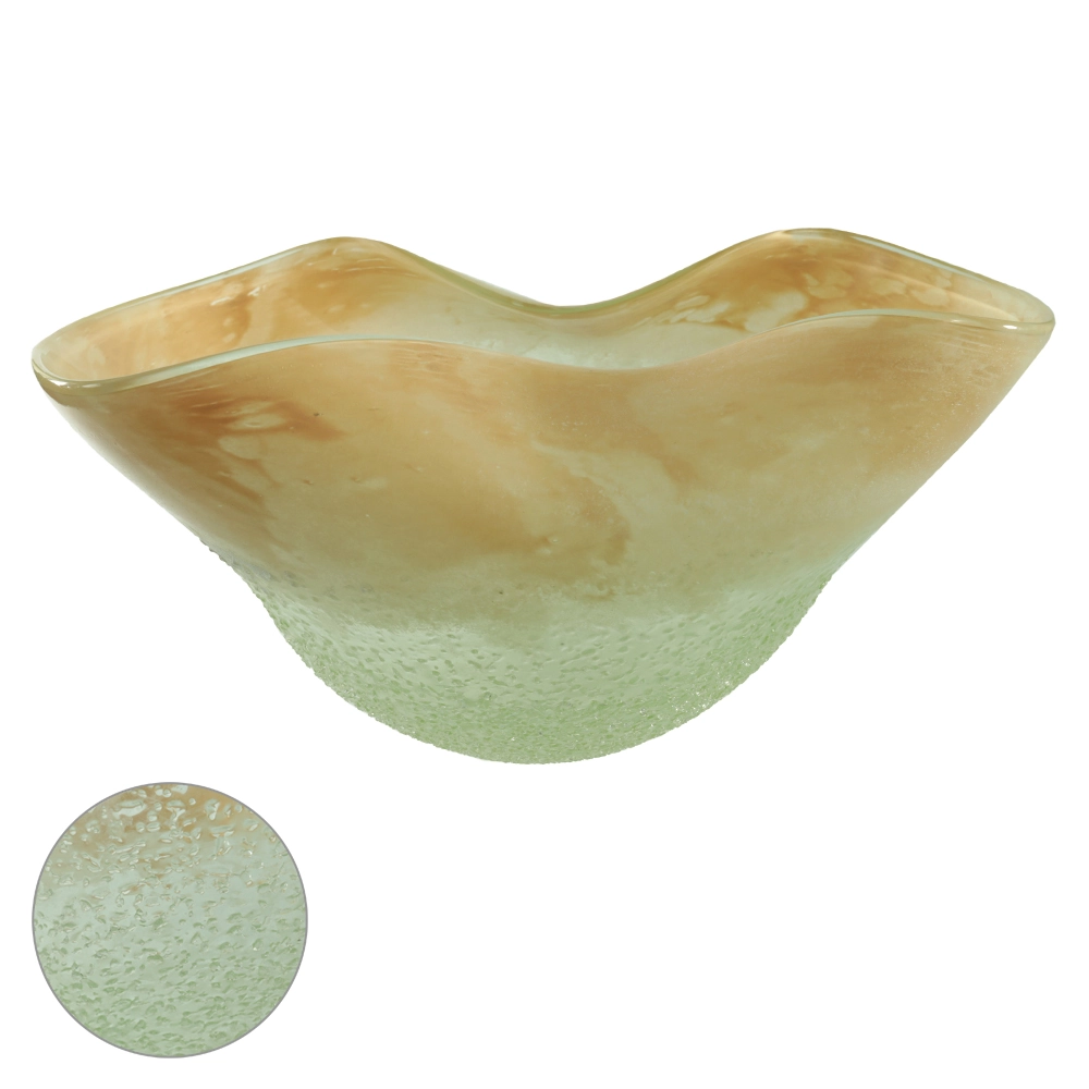 Centro Mesa Vidro Bege 15x33.5x23.5cm 53284001 Dea