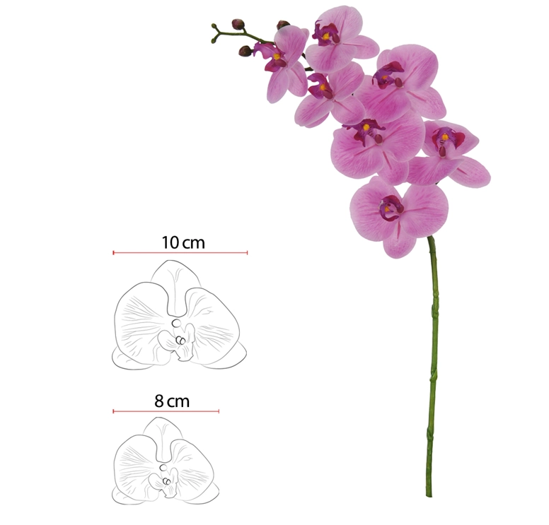HASTE FLOR ORQUIDEA PHALAENOPSIS REAL TOQUE C/COAT X7 ROSA 63cm (FLORARTE)