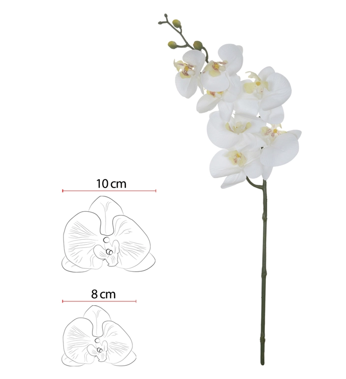 HASTE FLOR ORQUIDEA PHALAENOPSIS REAL TOQUE C/COAT X7 BRANCO 63cm (FLORARTE)