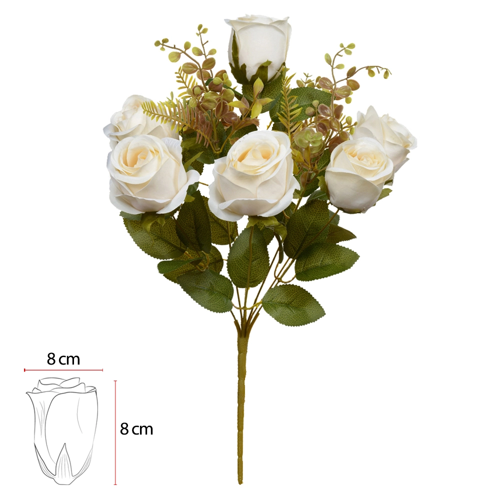 Buque Rosa Botao Creme X10 50cm 54756003 Dea
