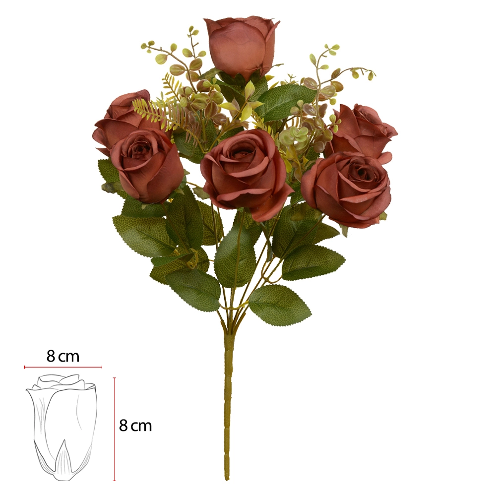 Buque Rosa Botao Vermelho Ferrugem Outono X10 50cm 54756009 Dea