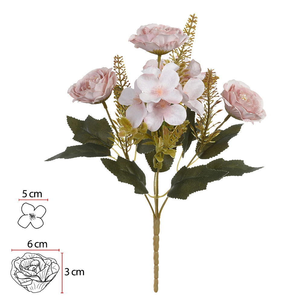 Buque Rosa Hortensia Salmon Outono X5 28cm 55570004 Dea