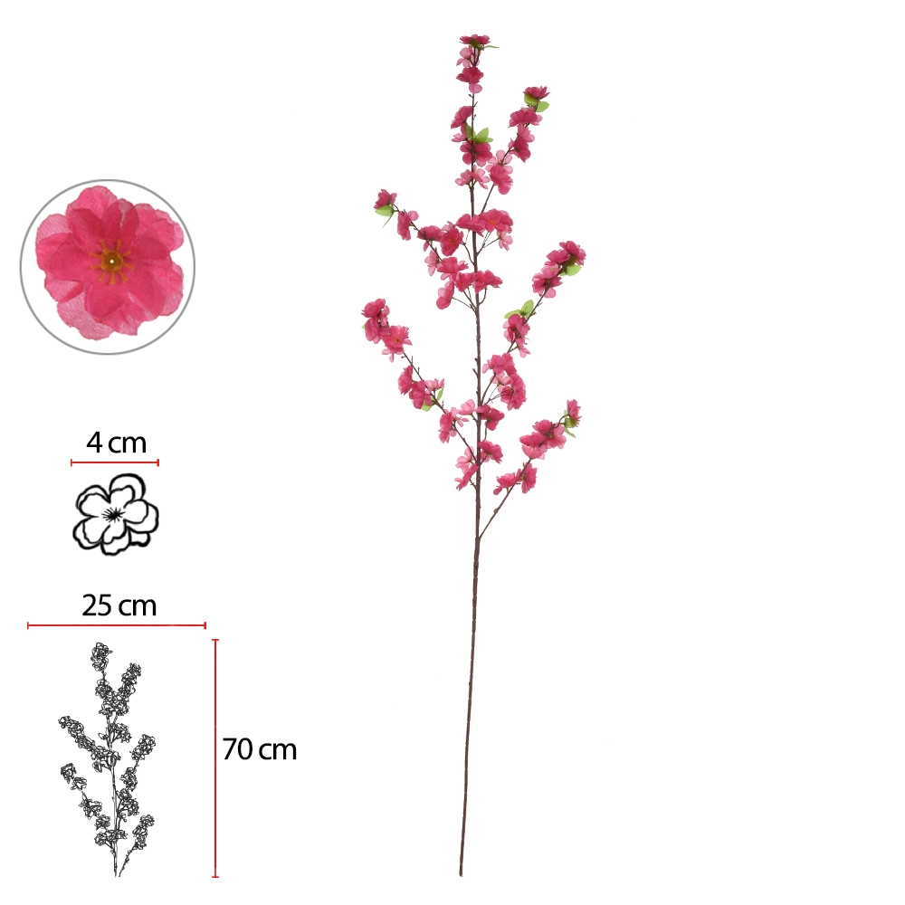Haste Flor Cerejeira Fucsia 117cm 65 Galhos 56008002 Dea