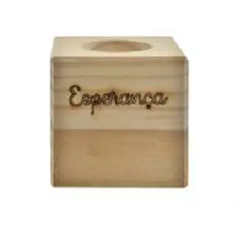 Porta Vela Madeira Esperanca Dourado 7cm Dea