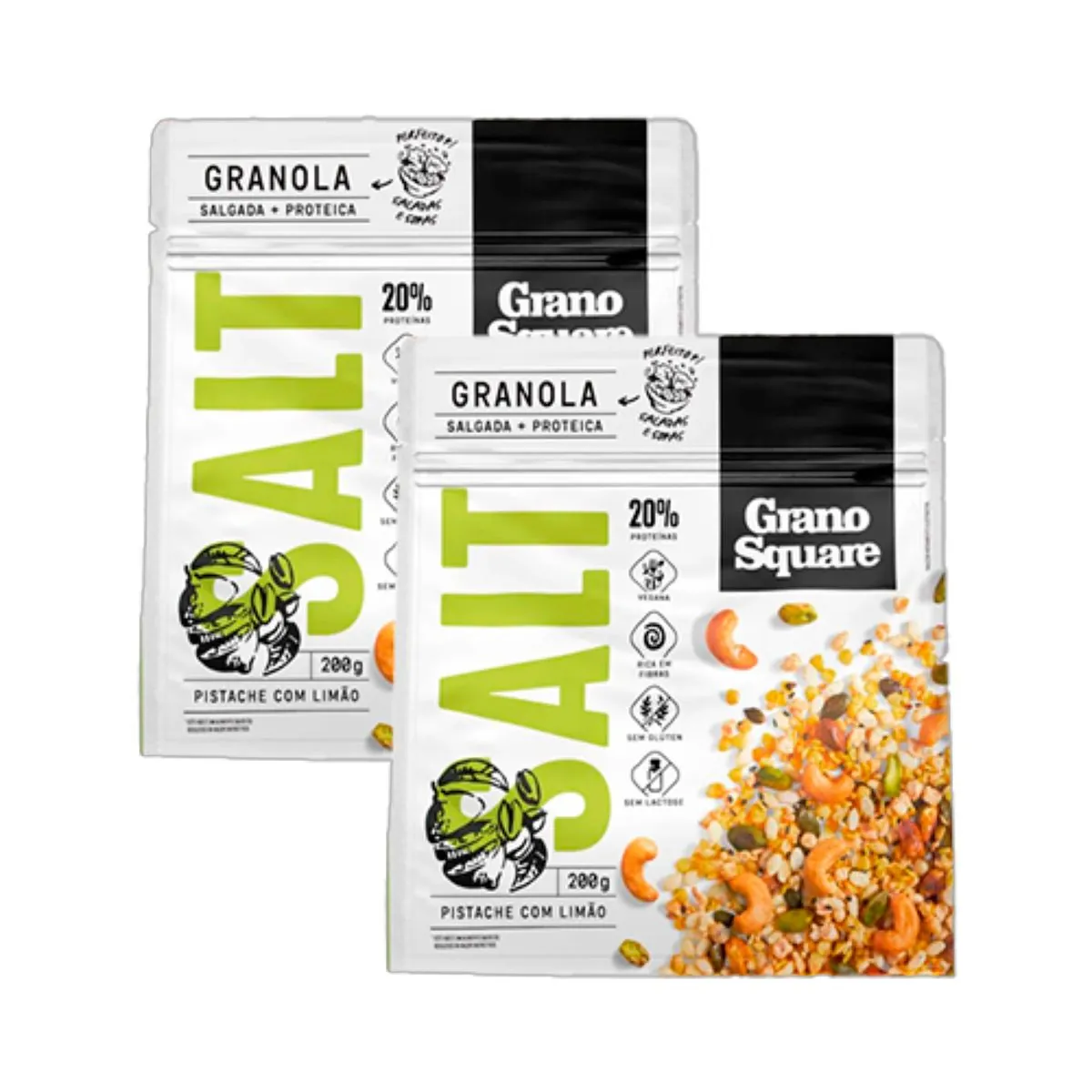 Kit 2X: Granola Salt Pistache com Limão Sem Glúten GranoSquare 200g
