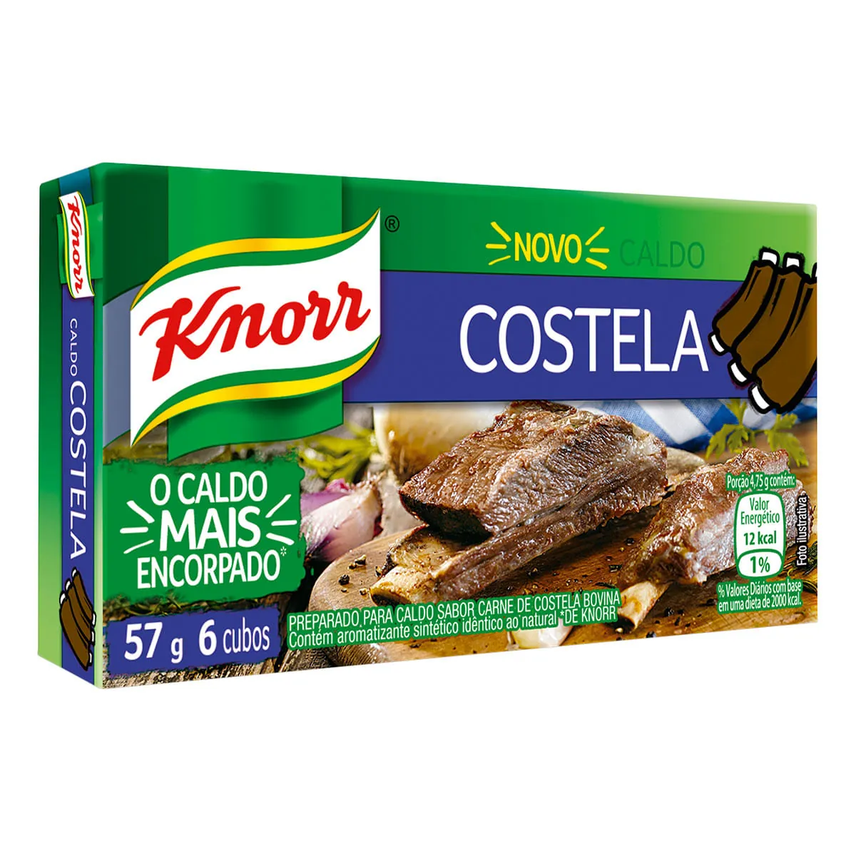 Caldo Tablete Costela Knorr Mais Sabor Caixa 57g 6 Unidades