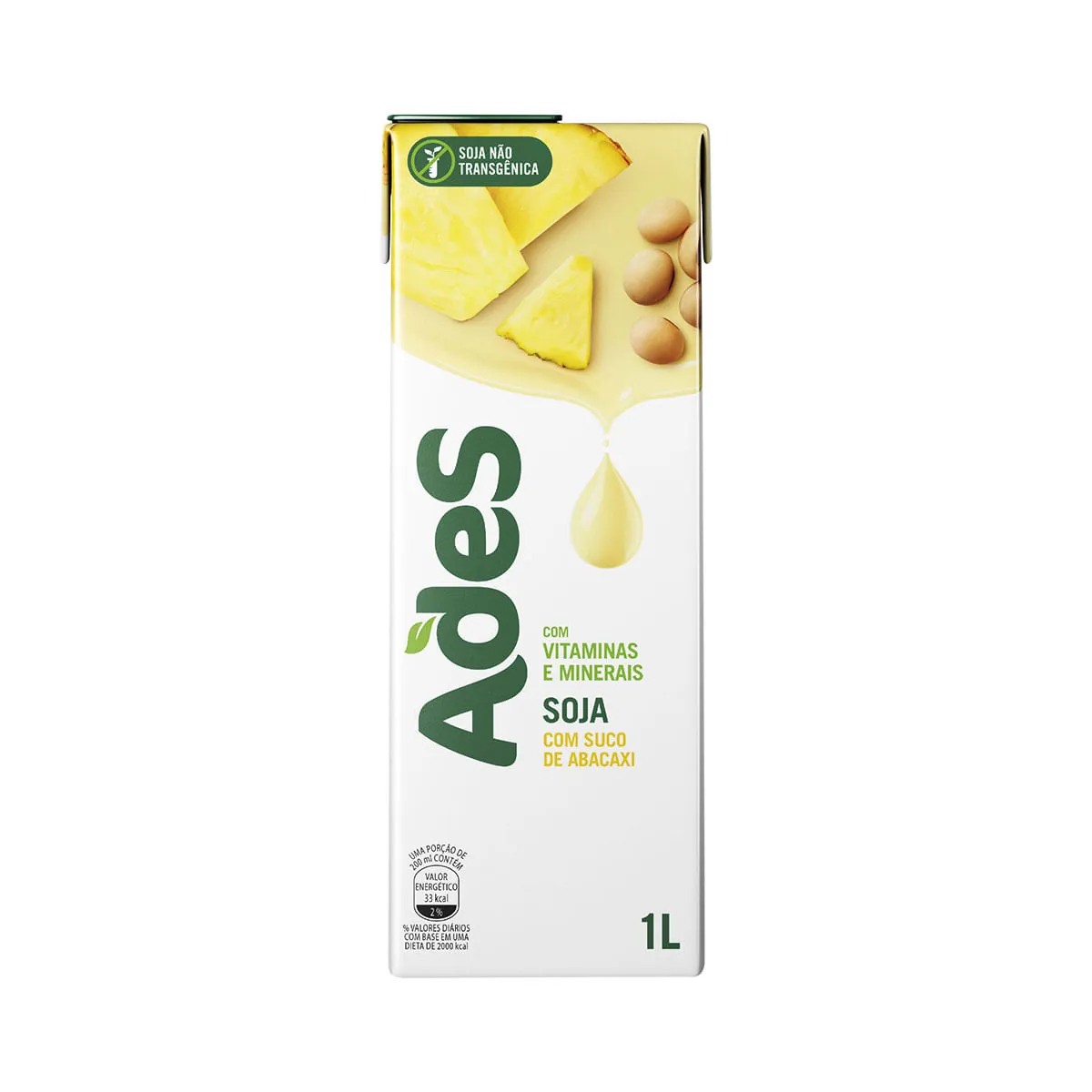 Bebida à Base de Soja Sabor Abacaxi Ades 1Litro