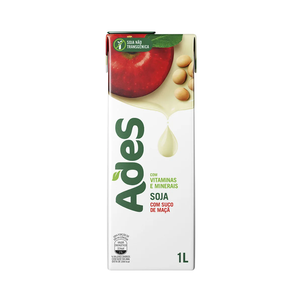 Bebida à Base de Soja Sabor Maçã Ades 1 Litro