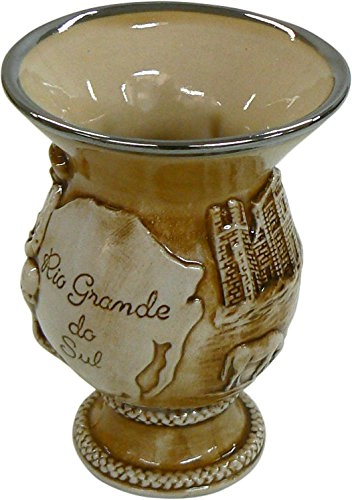 Cuia Ceramica Gaucha Borda Metalica