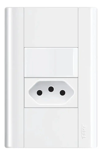 Interruptor Simples + Tomada 20a Com Placa 4x2 Fame Modulare Branco